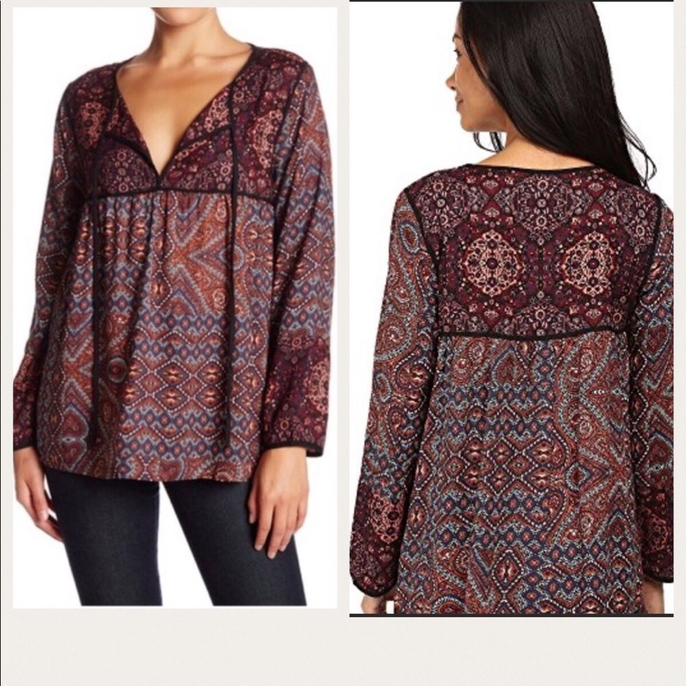 Sanctuary Clothing Patchwork Belle Peasant Top S